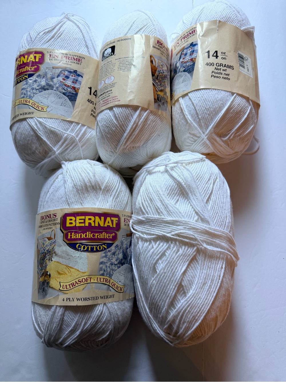 5 Skeins Handicrafter Cotton Yarn - White
